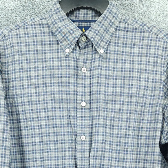 Polo Ralph Lauren Button Down Shirt Mens Large Gray Plaid Long Sleeve - Picture 4 of 11